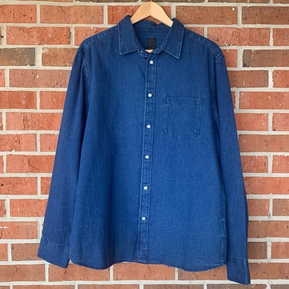 H&M Men's Denim Long Sleeve Button Down Shirt‎ Size L